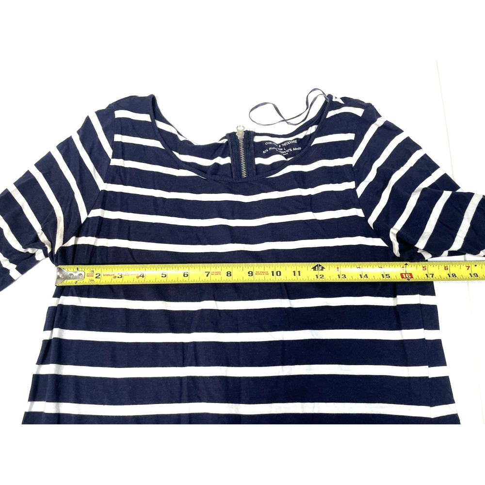 Chelsea & Theodore Summer Beach Dress Nautical Striped Pima Cotton Modal Large - Picture 4 of 7
